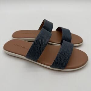 Aerosoles Clovis Sporty Navy Slide Faux Leather Comfort Casual Sandals NWB 6